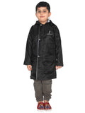 FABSEASONS UNISEX BLACK WATERPROOF LONG - FULL RAINCOAT FOR KIDS WITH HOOD