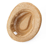 FabSeasons Brown Summer Straw Knitted Fedora Beach Hat