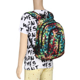 FabSeasons Green with Multicolor Polyester Graphic Printed Backpack