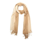 FabSeasons Brown Cream Solid Dual Tone - Double Color Cotton Unisex Scarf