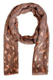 FabSeasons Casual Ink Brown Cotton Solid Scarf with Feathers Design Zari freeshipping - FABSEASONS