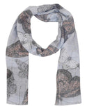 FabSeasons Blue Viscose Butterfly Printed Soft & Stylish Scarf