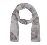 FabSeasons Grey Viscose Butterfly Printed Soft & Stylish Scarf