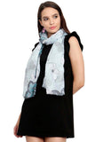 FabSeasons Turqoise Viscose Butterfly Printed Soft & Stylish Scarf
