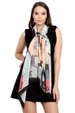 FabSeasons Viscose Abstract Black Printed Soft & Stylish Scarf freeshipping - FABSEASONS