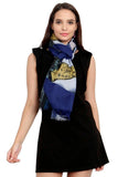 FabSeasons Blue Cotton Viscose Colorful Printed Soft & Stylish Scarf