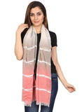 FabSeasons Striped super soft Red Brown Cotton Scarf