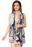 FabSeasons Abstract Grey Printed Cotton Scarves for Women