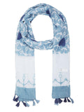 FabSeasons Blue Anchor Printed Cotton Scarf for Summer & Winter freeshipping - FABSEASONS