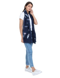 FabSeasons Premium Navy Printed Cotton Scarf for Summer & Winter