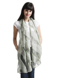 FabSeasons Green Fancy Striped Viscose Scarf for Ladies