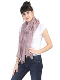 FabSeasons Light Pink Fancy Striped Viscose Scarf for Ladies