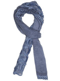 FabSeasons Blue Cotton Stylish Scarves with Embroidery for Women