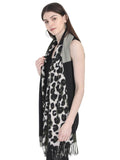 FabSeasons Dark Green Leopard Printed Acrylic Woolen Scarf For Women