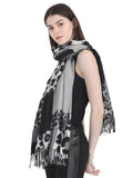 FabSeasons Grey Leopard Printed Acrylic Woolen Scarf For Women