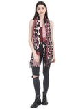 FabSeasons Maroon Leopard Printed Acrylic Woolen Scarf For Women freeshipping - FABSEASONS