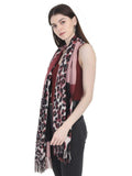 FabSeasons Maroon Leopard Printed Acrylic Woolen Scarf For Women freeshipping - FABSEASONS