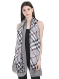 FabSeasons Grey Fancy Fashion Stylish Checkered Printed Scarves