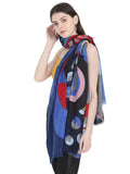 FabSeasons Stylish Blue Abstract Printed Cotton Scarves for Summer & Winter