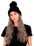 FabSeasons Winter Black skull cap with Pom Pom & a Detachable Wig for Girls & Women