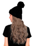FabSeasons Winter Black skull cap with Pom Pom & a Detachable Wig for Girls & Women