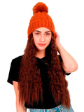 FabSeasons Winter Brown skull cap with Pom Pom & a Detachable Wig for Girls & Women