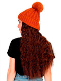 FabSeasons Winter Brown skull cap with Pom Pom & a Detachable Wig for Girls & Women