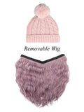 FabSeasons Winter Lightpink skull cap with Pom-Pom & Detachable Wig for Girls & Women