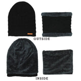 FabSeasons Unisex Black Acrylic Woolen Beanie & Muffler with faux fur lining freeshipping - FABSEASONS