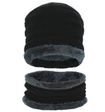 FabSeasons Unisex Black Acrylic Woolen Beanie & Muffler with faux fur lining