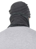 FabSeasons Unisex Dark grey Acrylic Woolen Beanie & Muffler with faux fur lining