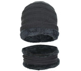 FabSeasons Unisex Dark grey Acrylic Woolen Beanie & Muffler with faux fur lining