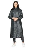 FabSeasons Waterproof Long / Full Raincoat for women with adjustable Hood and Reflector at back for Night visibility. Pack contains Top and Storage Bag