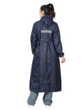 FabSeasons Waterproof Long / Full Raincoat for women with adjustable Hood and Reflector at back for Night visibility. Pack contains Top and Storage Bag