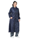 FabSeasons Waterproof Long / Full Raincoat for women with adjustable Hood and Reflector at back for Night visibility. Pack contains Top and Storage Bag