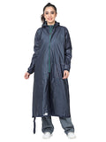 FabSeasons Waterproof Long / Full Raincoat for women with adjustable Hood and Reflector at back for Night visibility. Pack contains Top and Storage Bag