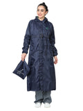 FabSeasons Waterproof Long / Full Raincoat for women with adjustable Hood and Reflector at back for Night visibility. Pack contains Top and Storage Bag