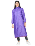 FabSeasons Waterproof Long / Full Raincoat for women with adjustable Hood and Reflector at back for Night visibility. Pack contains Top and Storage Bag