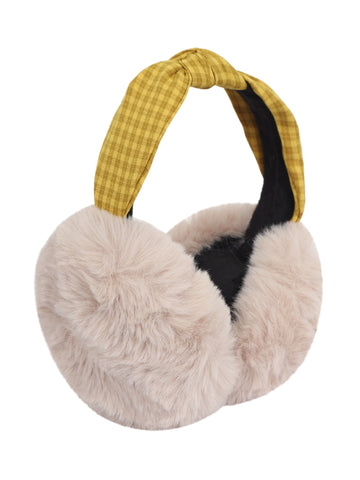 FabSeasons Foldable Ear Muffs for Girls & Women - Winter Ear Warmers with checkered headband - Soft & Warm Earmuffs - Winter Ear Covers