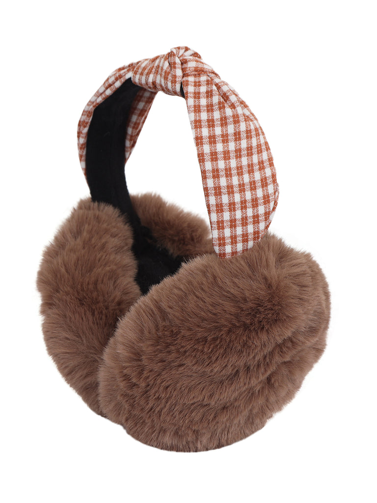 FabSeasons Black Headwear Faux Fur Ear Muffs/Ear Warmers - Behind The Head  Style Winter Earmuffs for Men & Women