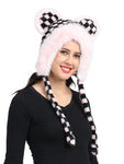 FabSeasons fancy checkered thick fluffy earmuff / ear cap & cover / beanies for Girls & Women for outdoors