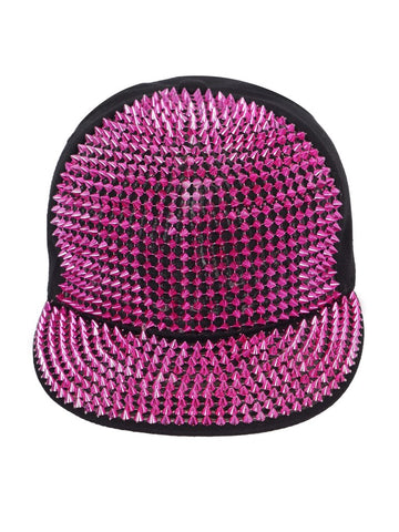 FabSeasons Studs Bling Flat Hip Hop Cap (Pink)