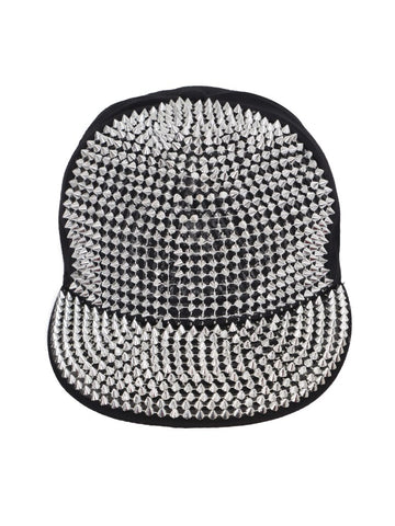 FabSeasons Studs Bling Flat Hip Hop Cap (Silver)