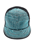 FabSeasons Studs Bling Flat Hip Hop Cap (Skyblue)