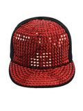 FabSeasons Studs Bling Flat Hip Hop Cap (Red)