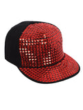 FabSeasons Studs Bling Flat Hip Hop Cap (Red)