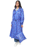 FabSeasons Waterproof abstract printed Long / Full Raincoat for women with adjustable Hood. Pack contains Top and Storage Bag