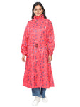 FabSeasons Waterproof abstract printed Long / Full Raincoat for women with adjustable Hood. Pack contains Top and Storage Bag