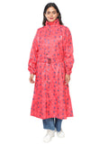 FabSeasons Waterproof abstract printed Long / Full Raincoat for women with adjustable Hood. Pack contains Top and Storage Bag