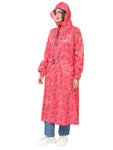 FabSeasons Waterproof abstract printed Long / Full Raincoat for women with adjustable Hood. Pack contains Top and Storage Bag